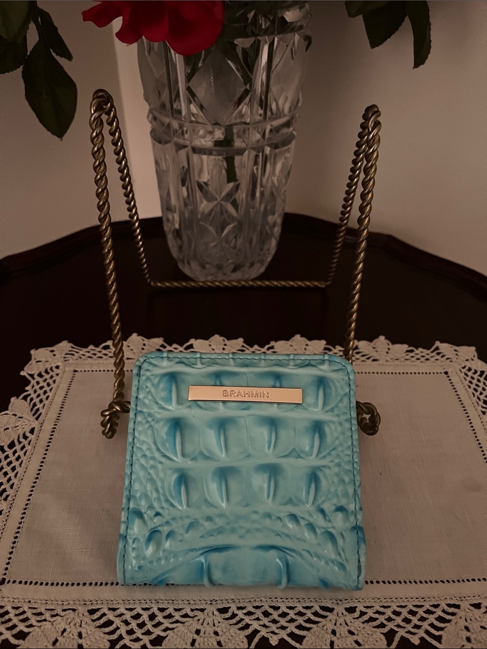 NWOT Brahmin light blue Jane wallet